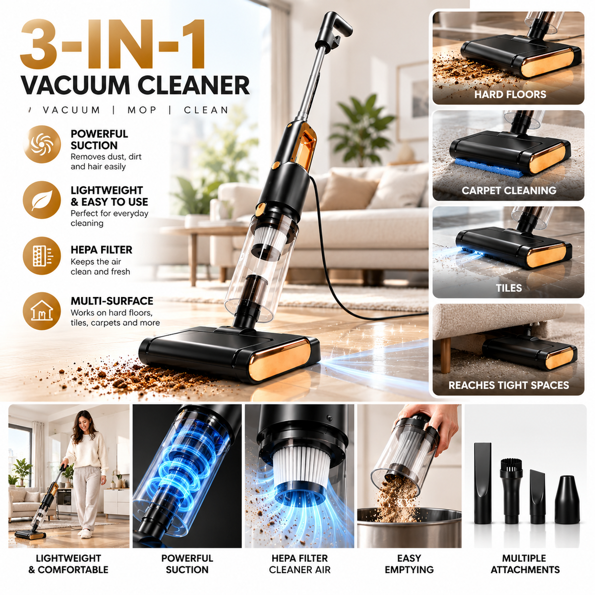 UnityClean HydroVac™ Compact Wet & Dry Cleaner