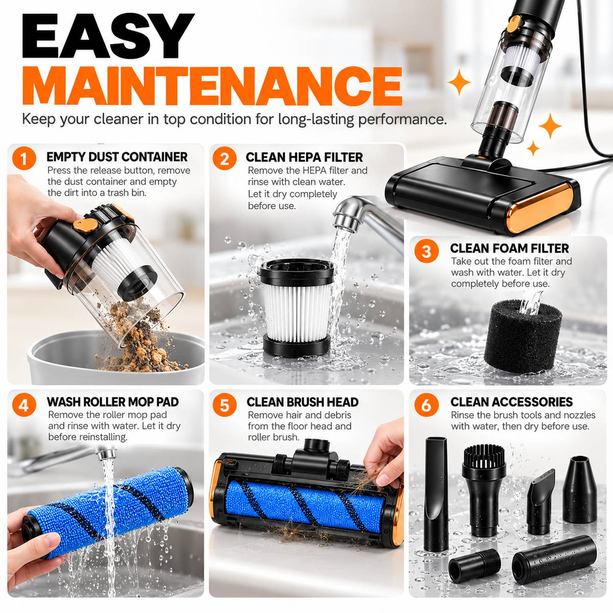 UnityClean HydroVac™ Compact Wet & Dry Cleaner